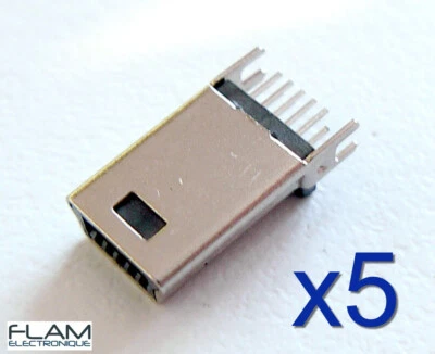 5x Connecteur à souder Mini USB 10 broches /Mini USB Connector to solder 10 pins - Photo 1/4