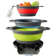Gevoli Collapsible Colander with Draining Tray - 3 Pack
