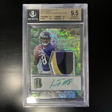 Lamar Jackson 2018 Spectra Green Scope 4 Color Patch Auto BGS 9.5/10 /50 Ravens
