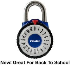 NEW MASTER LOCK 1588D LARGE MAGNIFIED NUMBER COMBINATION LOCKER PADLOCK BLUE