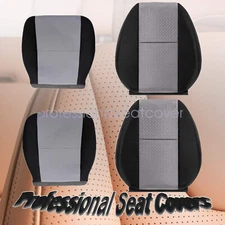 Fits 07-14 Chevy Silverado Both Side Cloth Bottom & Top Seat Cover Gray/Black