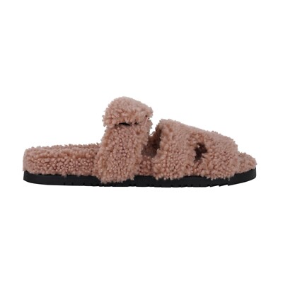 Hermes Chypre Bois de Santal Shearling Woolskin Sandal 40 / 10 New w/ Box