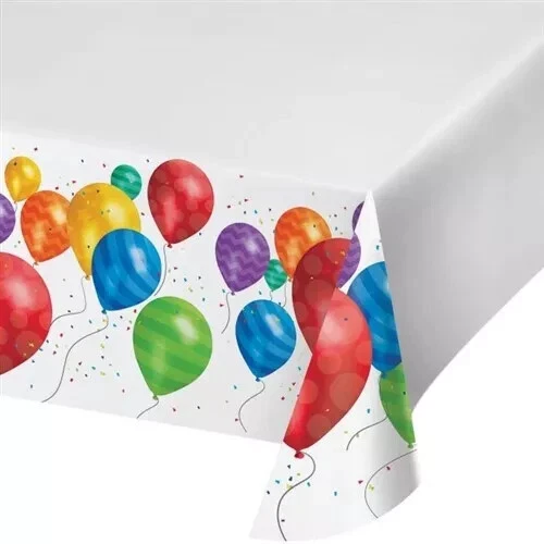 Balloon Blast Plastic Tablecloth 54" x 102" Birthday Party Tableware Supplies - Image 2 of 4