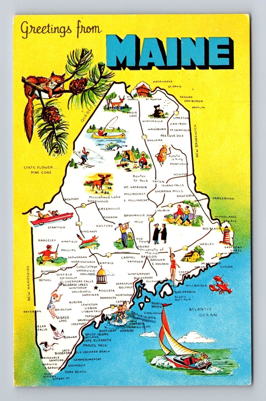 ME-Maine, General Greetings Landmarks, Antique, Vintage c1961 Postcard