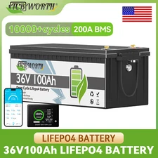 36V 100Ah LiFePO4 Lithium Battery 10000+ Deep Cycles 200A BMS for Golf Cart RV
