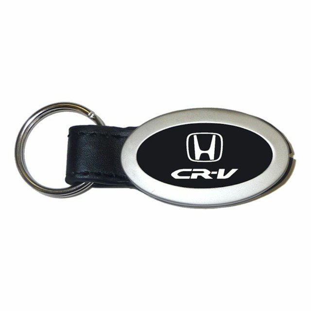 Honda CRV Key Ring Black and Chrome Leather Oval Keychain eBay