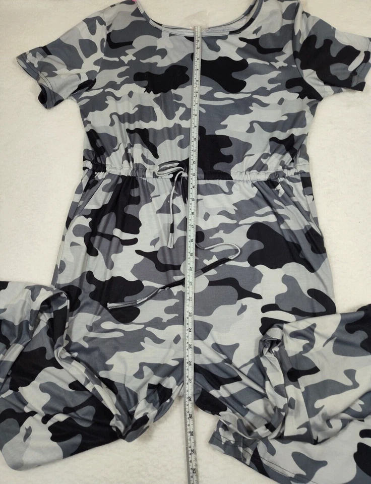 Mono de mujer de una pieza negro y gris(s) camuflaje manga corta XL suave Foto 4 de 4