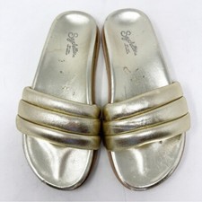 SEYCHELLES GOLD METALLIC SLIDES SLIP ON SANDALS WOMENS SZ 7