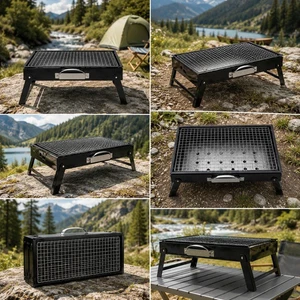 Portable Folding Charcoal BBQ Grill Stainless Steel Camping Picnic Outdoor Stand