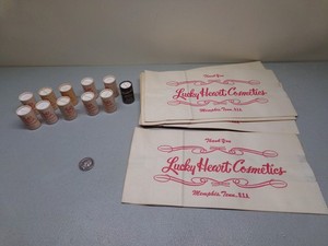 10 Vintage Unused Lucky Heart Cosmetics Paper Bags, 11 Face Powder Samples TN