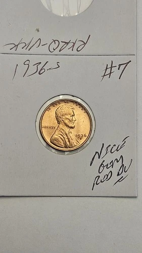 wheat penny 1936S GEM RED BU 1936-S GEM RED UNC LUSTER LINCOLN CENT LOT #7