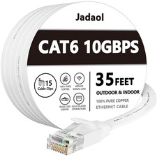 Jadaol Cat 6 Ethernet Cable 35 ft, 10Gbps Support Cat8 Cat7 Network, Flat RJ45 L