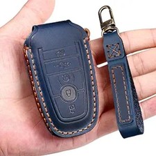 Leather Car Key Fob Cover Fit for Remote Keyless Entry Car Smart Key Sleeve 5 Bu