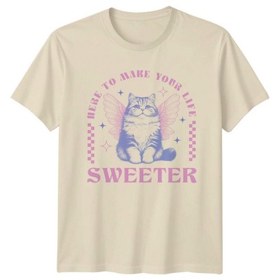 Here To Make Your Life Sweeter Cat Angel Retro T-Shirt