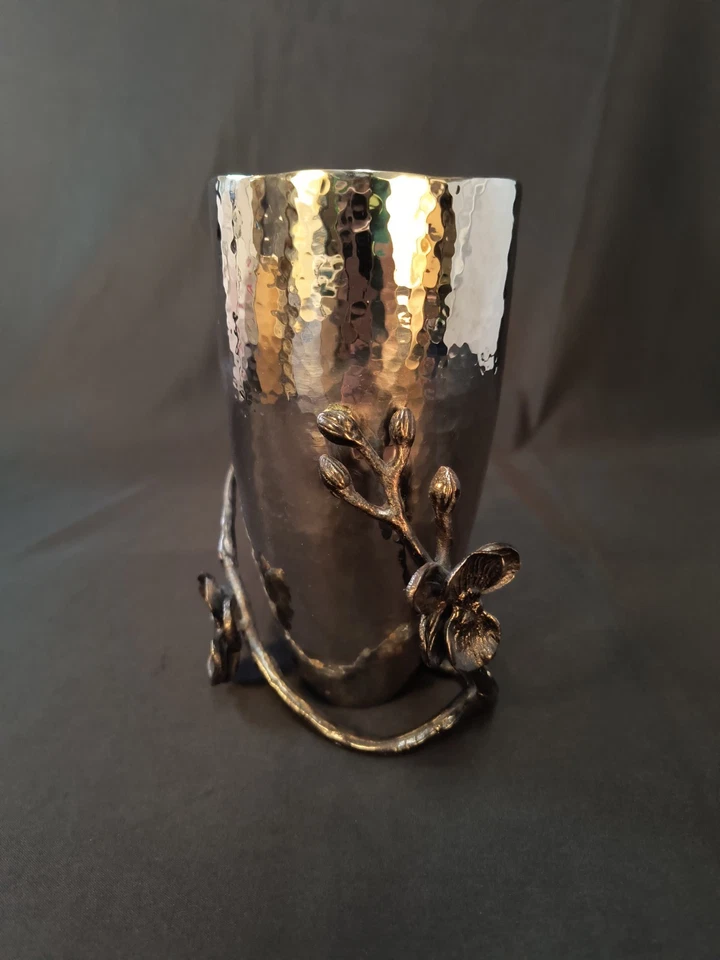 Florero Michael Aram Negro Orquídea Martillado Textura Inoxidable 6.75" BONITO Foto 4 de 4