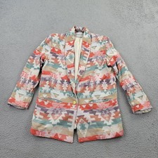 Michael Lewis VTG Blazer Womens Medium Aztec Gold Button Made in USA