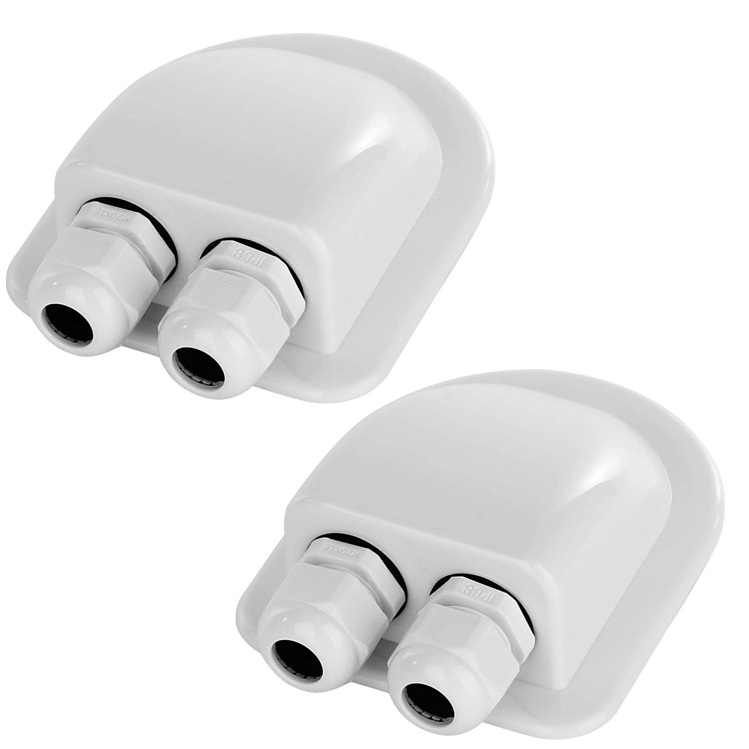 2 Pack of IP68 Waterproof Solar Cable Entry Gland by ef 2 pk, White