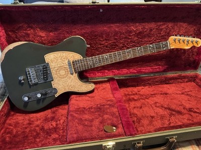 Fender Telecaster-Style Electric Guitar Black, Engraved Pickguard, Case