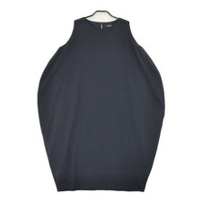 mizuiro-ind Round Cocoon Sleeveless dress Navy 6-0723M
