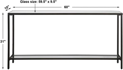 Hayley 60" Mirrored Glass & Black Console Table by - Picture 3 of 9
