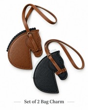 Set of 2- Horse Bag Charms Faux Leather Purse Charm Handbag Keychain Accessories
