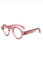 Pink Round Plastic Full Rim Eyeglasses Solid Pattern Retro Theme Unisex Adults