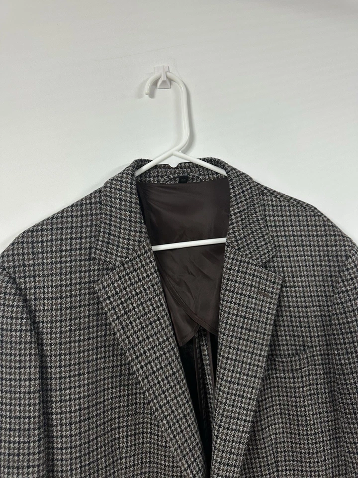 Bonobos Para Hombres 46R Marrón Gris Pata de Gallo Ajuste Estándar Mezcla de Algodón Foto 2 de 4