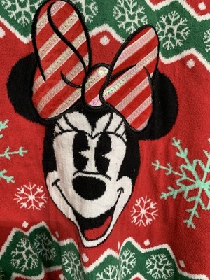 Disney Minnie Mouse Christmas Fair Isle Knit Crew Neck Pullover Sweater 2XL