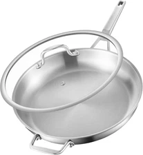 Stainless Steel Pan,14 Inch Frying Pan, Heavy Duty, Large Frying Pan, Fast & Eve