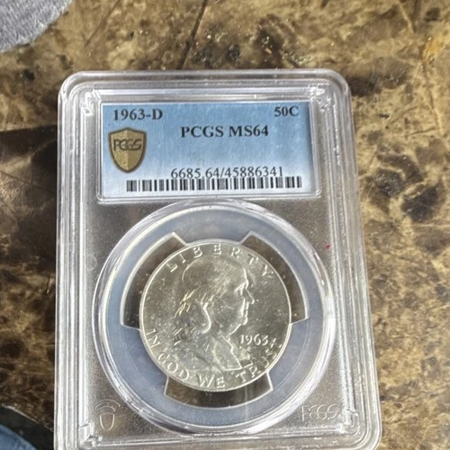 1963-D Franklin Half Dollar 50C PCGS MS64 Silver KM#195 Cert# 668564/45886341