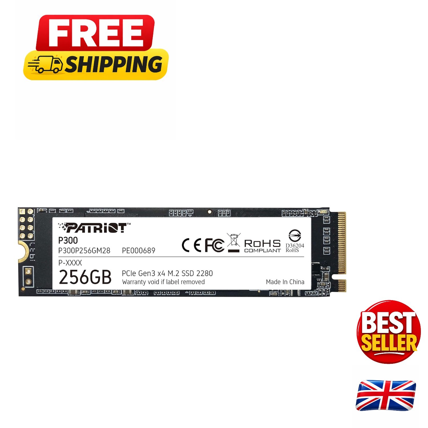Patriot P300 256GB Low-Power NVMe M.2 SSD - Ideal for Gaming and Performance