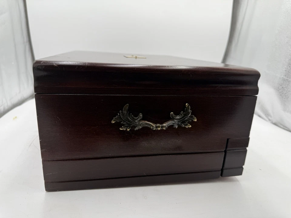 Reed & Barton Storage Chest Wood Flatware Case with Drawer Box Eureka - Image 2 of 4