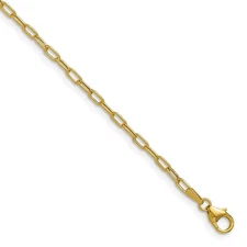 14k Yellow Gold 2.2mm Semi-Solid Paperclip Chain Necklace