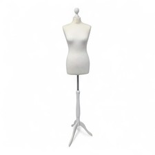 White Female Mannequin Torso–Tripod Stand, Adjustable Height, Size UK 10/12