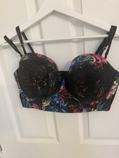 Cacique 40d women s bra floral and lace black