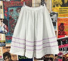Vtg 60s-70s White Purple Lace Ribbon Bobbie Brooks Rockabilly Skirt 2XS