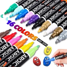 Paint Pens Paint Markers, 16 colors Oil-Based Waterproof Painting Marker Pen ...