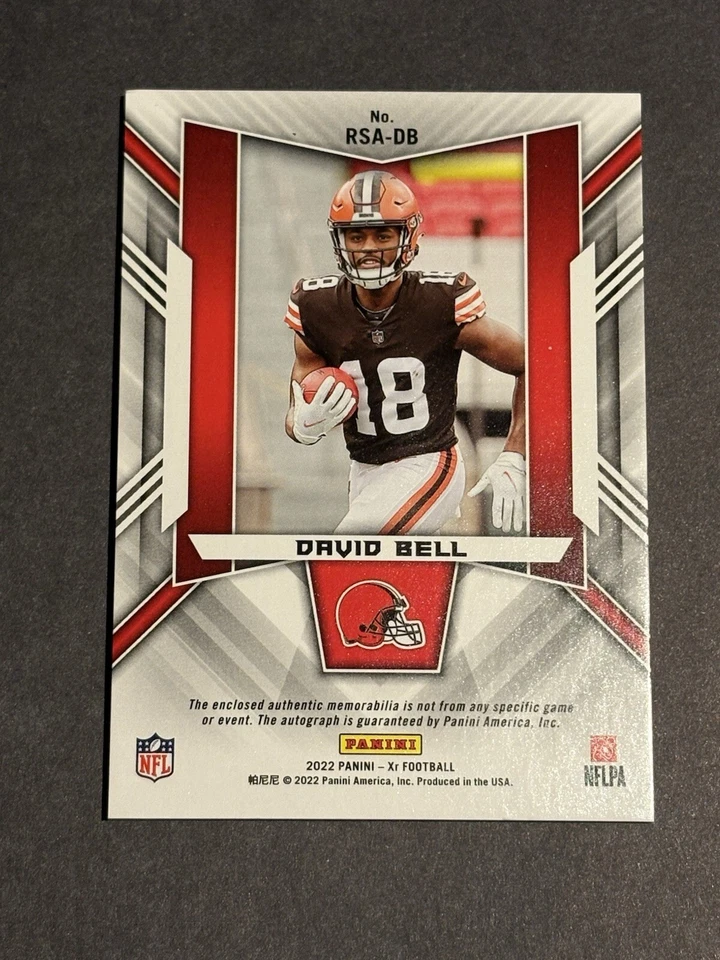 2022 Panini XR Football Rookie Patch Auto David Bell 58/75 RSA-DB - Image 2 of 3