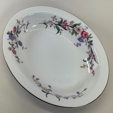 Wedgwood Devon Sprays Oval Vegetable Bowl 1949-1965 Bright Florals Gold Trim