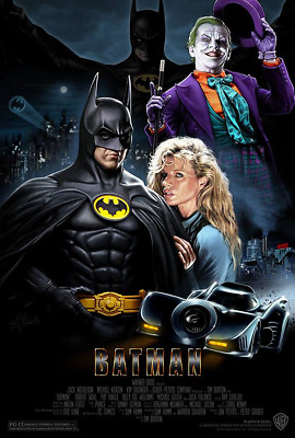 1989 Batman Movie Poster 11X17 Michael Keaton DC Comics Gotham City   