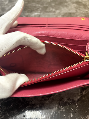 Prada Pink Saffiano Leather Zip Wallet