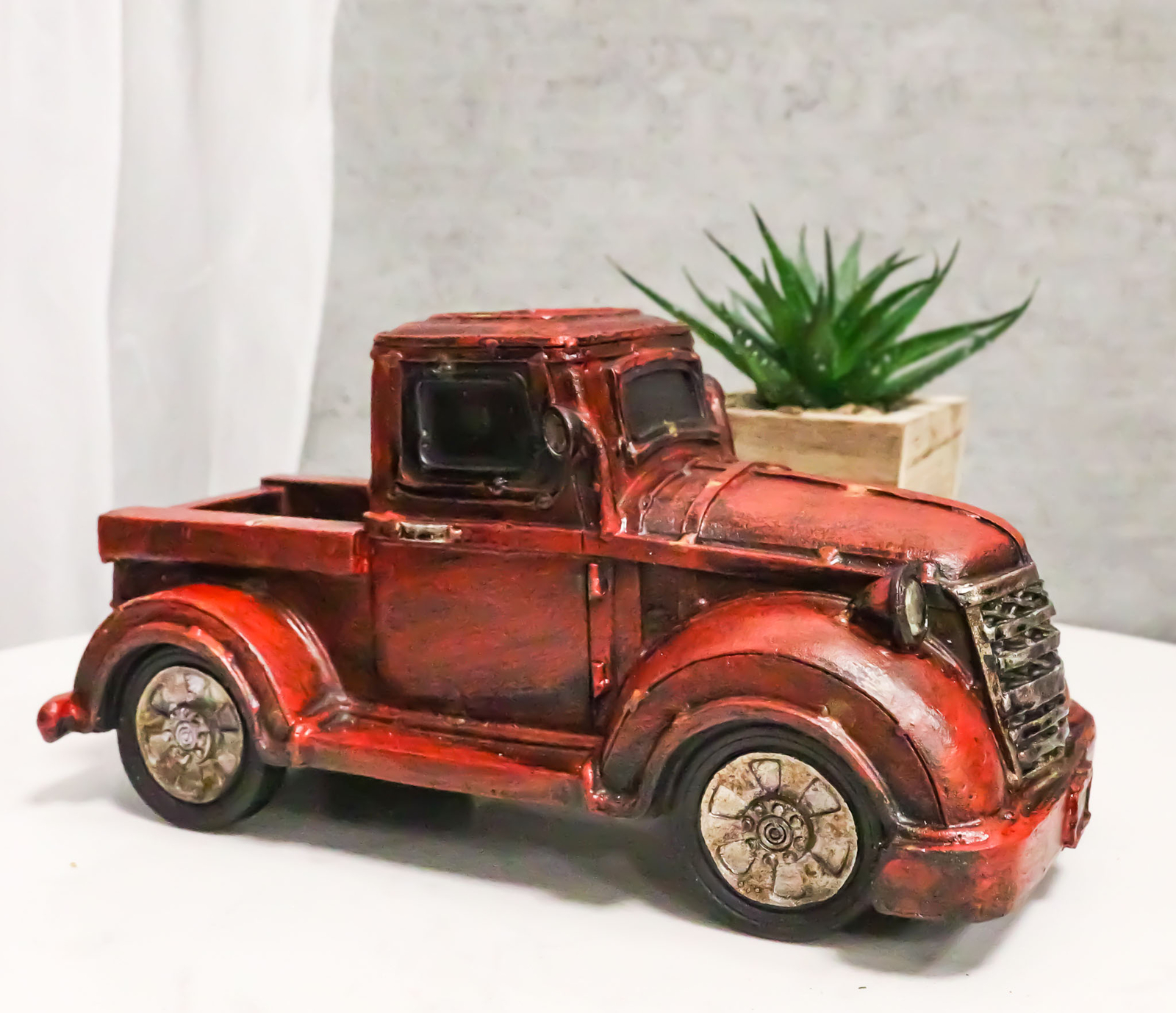 Rustic Classic Old Fashioned Country Farmhouse Red Pickup Work Truck Figurine