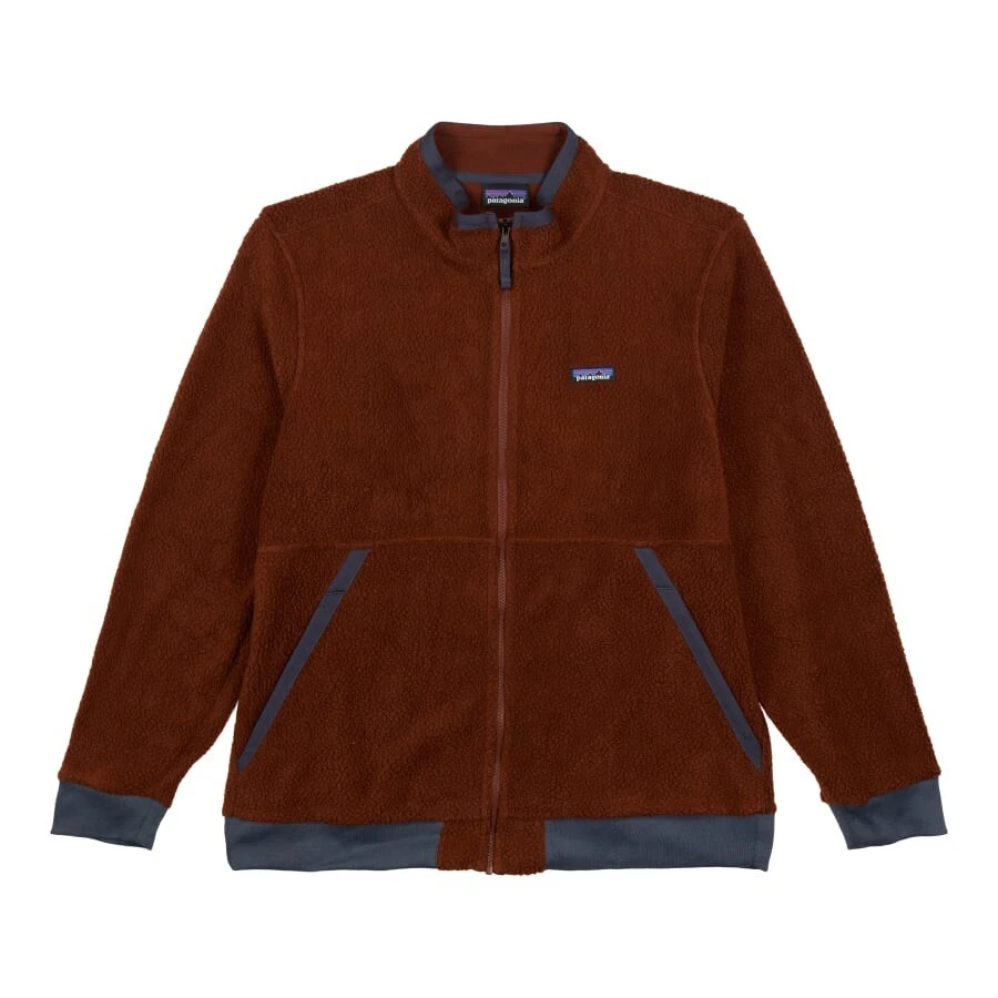 Patagonia Men's Shearling Fleece Jacket Full Zip Slash Pockets Brown Size Medium