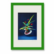 Bild 30 x 21cm gerahmt Kunstdruck handsigniert Print "Rote Blumen" A. Shcheglov