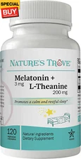 Melatonin 3Mg + L Theanine 200Mg – Calm and Relaxation – 120 Kosher Vegetarian C