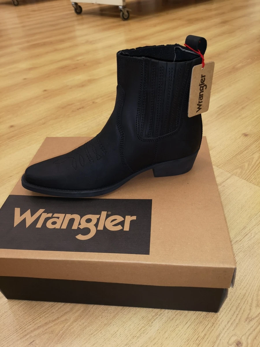Men s Wrangler Tex Mid Black Cowboy Boots Sizes 7 8 9 10 11 12