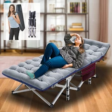 NAIZEA Folding Camping Cot Adjustable Adult Reclining Chaise Lounge Chair w/Mat
