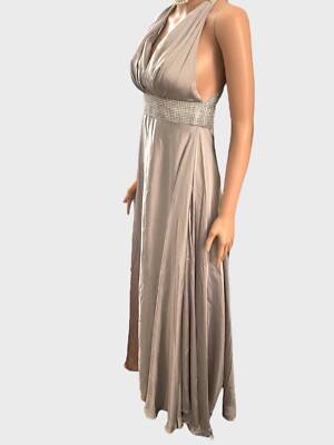 Vintage 90s Dress Evening Gown Floor Length Greek Goddess Wedding Bling  Silver S | eBay UK