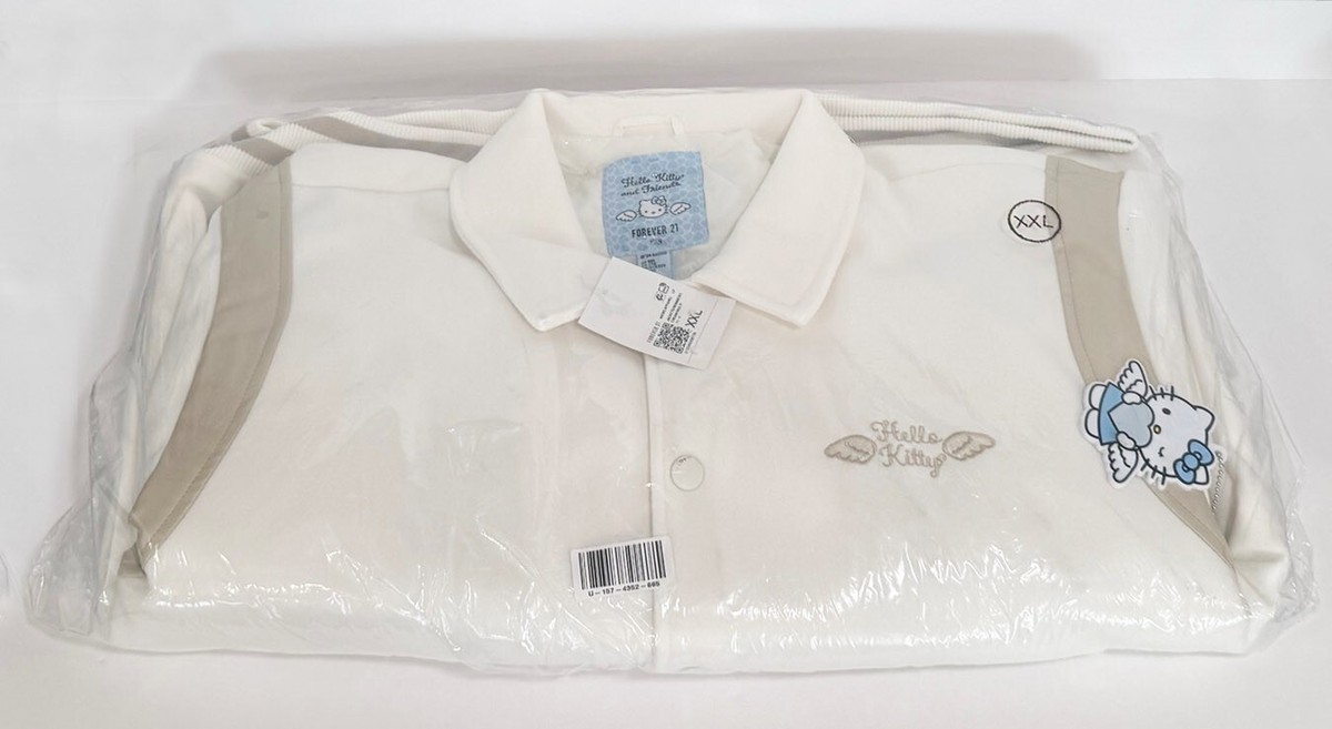 HeLLO KiTTY FoReVeR 21 White Angel Varsity Bomber Jacket Mens XXL