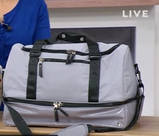 Samantha Brown TO-GO Polyester COATED Bottom Weekender SILVER Nwt